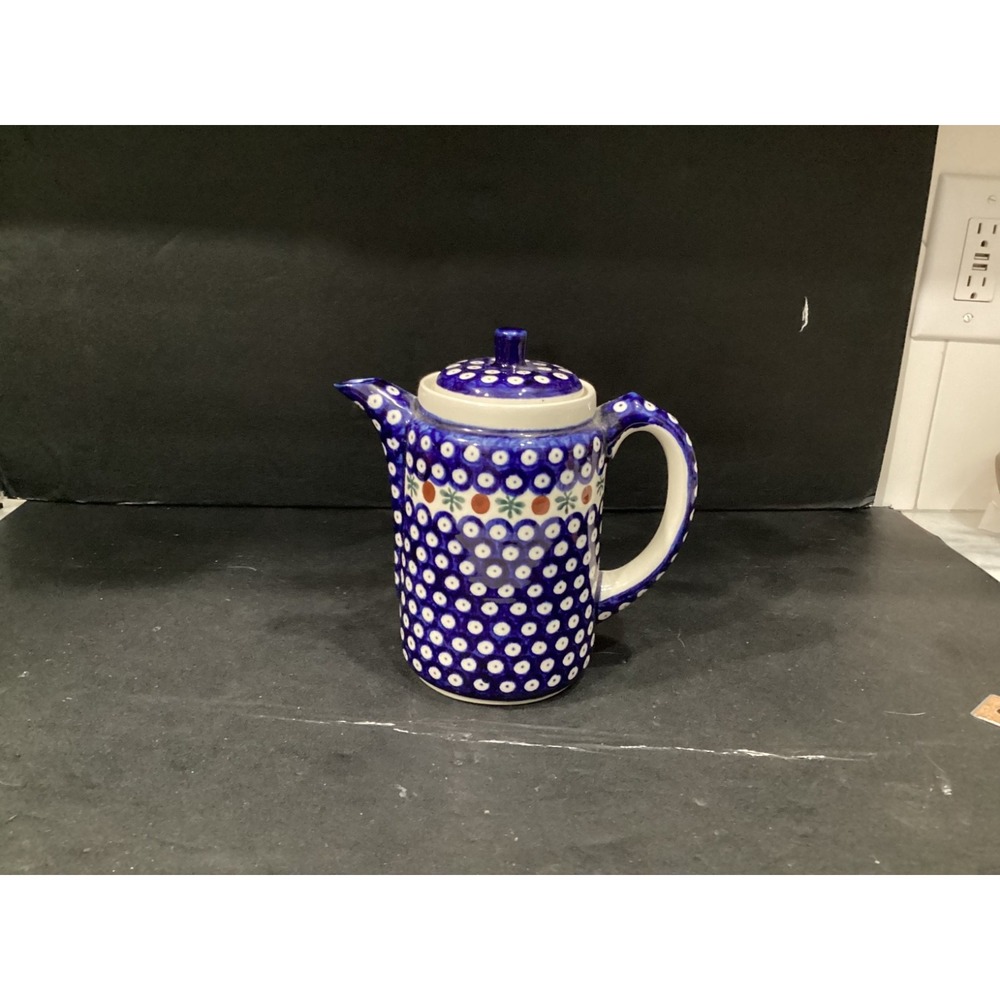 Polish Pottery Coffee/Teapot in Nature Pattern from Boleslawiec